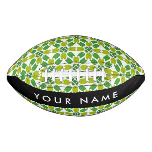 Balón De Fútbol Americano Patrón de Hoja, Hojas Verdes, Tu Nombre