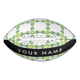 Balón De Fútbol Americano Patrón de hojas, hojas verdes, nombre