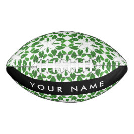 Balón De Fútbol Americano Patrón de hojas, hojas verdes, nombre