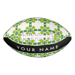 Balón De Fútbol Americano Patrón de hojas, hojas verdes, nombre