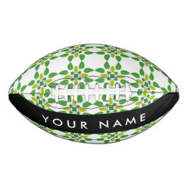 Balón De Fútbol Americano Patrón de hojas, hojas verdes, nombre