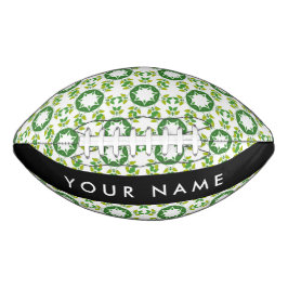 Balón De Fútbol Americano Patrón de hojas, hojas verdes, nombre