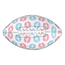 Balón De Fútbol Americano Patrón de Labios Azules y Rosados, Labial, Beso