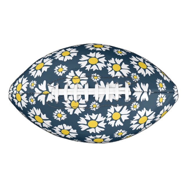 Balón De Fútbol Americano Patrón de margarita, patrón floral, mareas blancas (Anverso)