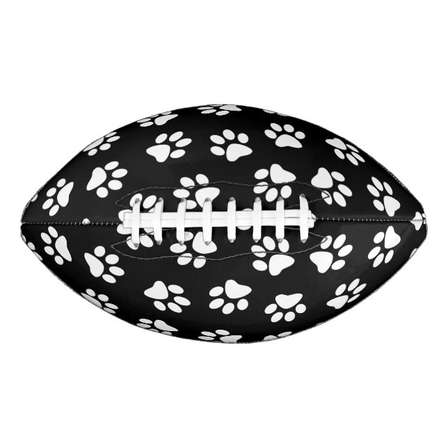 Balón De Fútbol Americano Patrón De Patas, Patas De Perro, Patas Blancas (Anverso)