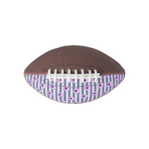 Balón De Fútbol Americano patrón de rayas con margaritas moradas