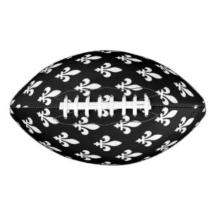 Balón De Fútbol Americano Patrón Fleur de Lis, francés real, blanco sobre ne