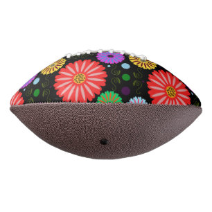 Balón De Fútbol Americano Patrón floral retro brillante de arte popular colo