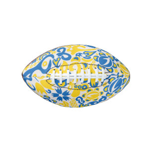 Balón De Fútbol Americano Patrón folclórico con colores de bandera ucraniana