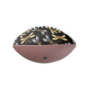 Balón De Fútbol Americano Patrón sin foco con Dragonflies dorados