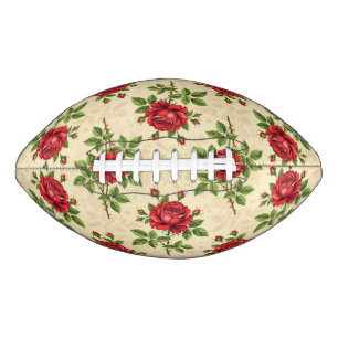 Balón De Fútbol Americano Patrón vintage de rosa roja
