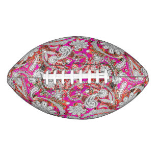 Balón De Fútbol Americano Patrones de paisajes rosa blanco