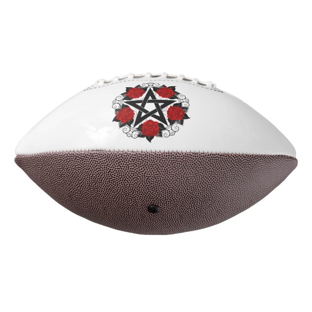 Balón De Fútbol Americano Pentagram con rosas rojas (Girado 270)