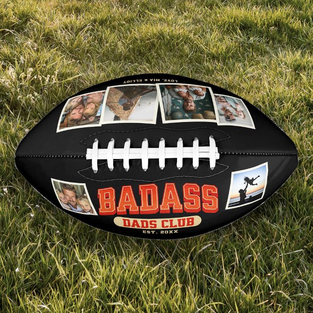 Balón De Fútbol Americano Personalizado Badass Dad Club Retro Collage de fot (Subido por el creador)
