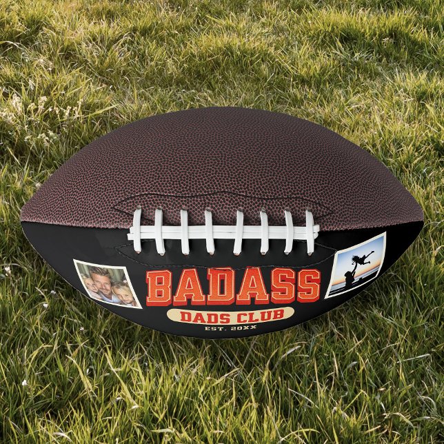 Balón De Fútbol Americano Personalizado Badass Dad Club Retro Collage de fot (Subido por el creador)
