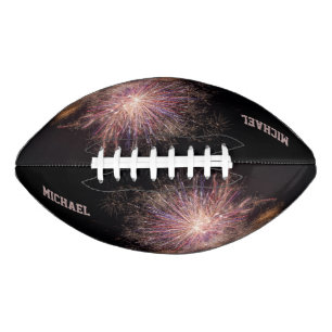 Balón De Fútbol Americano Personalizado de fuegos artificiales monograma fút