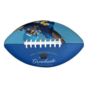 Balón De Fútbol Americano Personalizado de graduación azul de la escuela 202