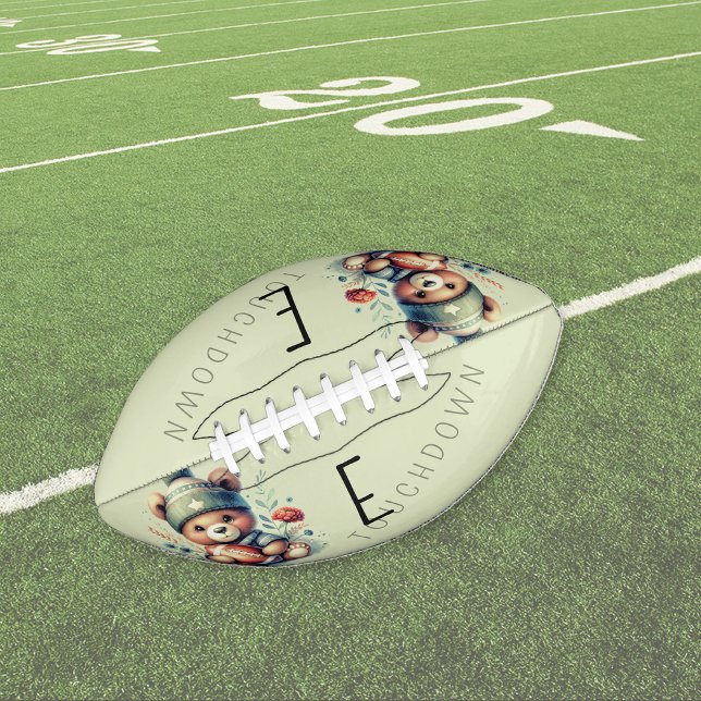 Balón De Fútbol Americano Personalizado De Oso De Sage Cute (Cute Sage Bear Custom Football)