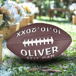 Balón De Fútbol Americano Personalizado Mejor nombre de hombre Boda Fecha Ke<br><div class="desc">Personalizado Mejor Nombre De Hombre Boda Fecha Keepsake Fútbol. Agregue su nombre y fecha de boda. Perfecto regalo deportivo para el mejor hombre.</div>