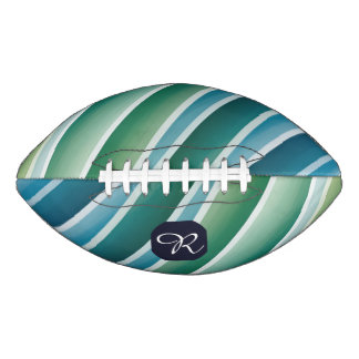 Balón De Fútbol Americano Personalizado Monograma Resumen Fútbol Verde Azul