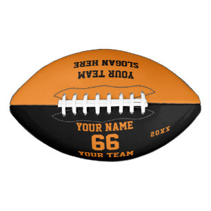 Balón De Fútbol Americano Personalizado naranja nombre de fútbol negro, núme