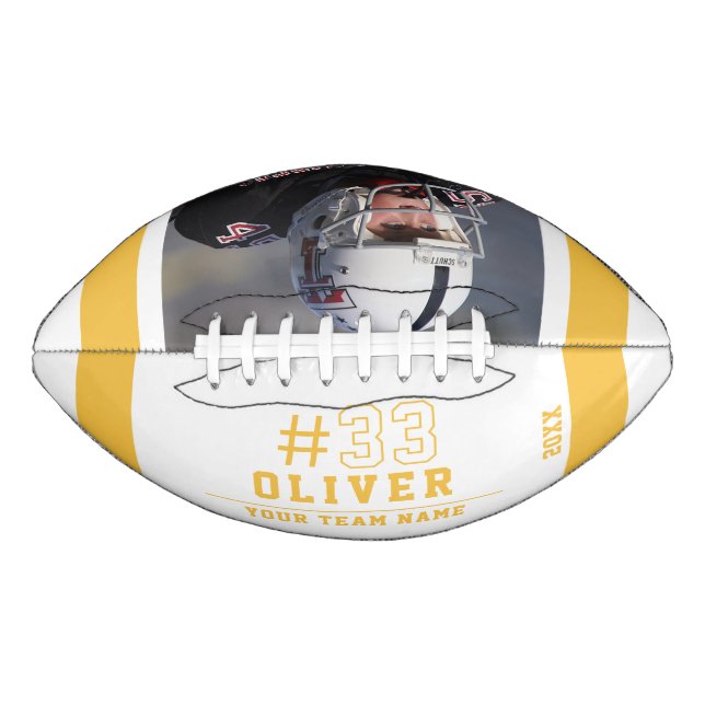 Balón De Fútbol Americano Personalizado Nombre del jugador amarillo Número d (Anverso)