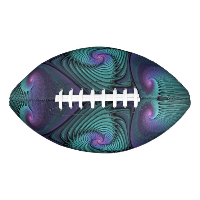 Balón De Fútbol Americano Purple Meets Turquoise Moderno Resumen Arte Fracta (Anverso)