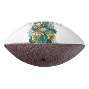 Balón De Fútbol Americano Rama con hojas doradas Ginko Biloba