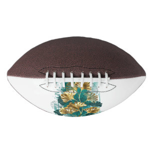 Balón De Fútbol Americano Rama con hojas doradas Ginko Biloba