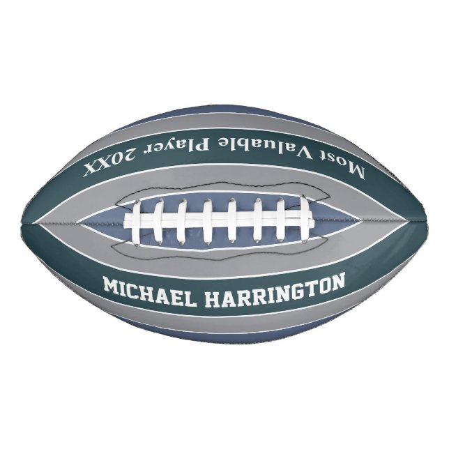 Balón De Fútbol Americano Rayas Patrón nombre personalizado y fútbol de text (Anverso)
