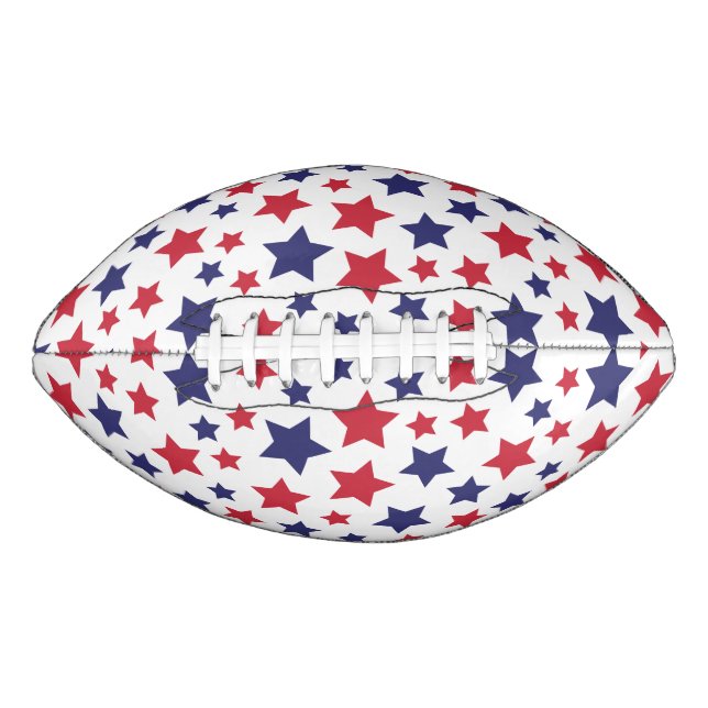 Balón De Fútbol Americano Red and Blue Stars, 4th of July, White Background (Anverso)