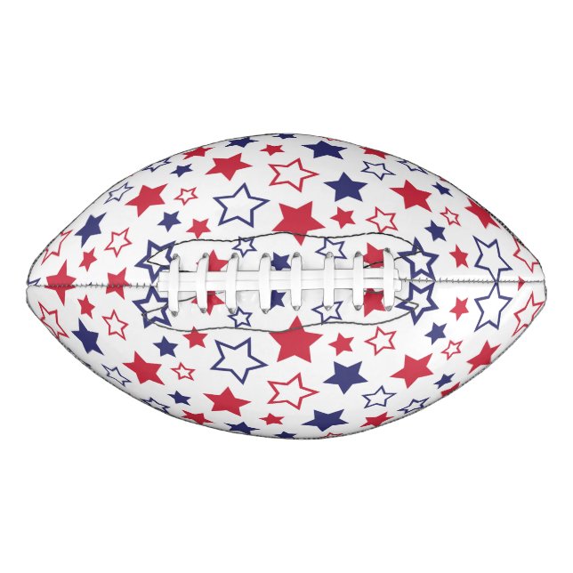 Balón De Fútbol Americano Red and Blue Stars, 4th of July, White Background (Anverso)