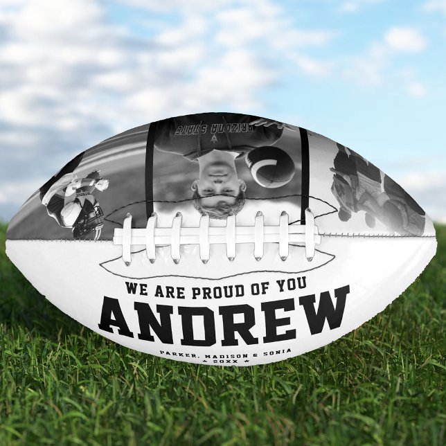 Balón De Fútbol Americano Regalo de graduación moderno Guay Black and White  (Subido por el creador)