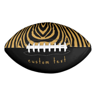BALÓN DE FÚTBOL AMERICANO RETRO BOLD WILD ANIMAL STRIPED IMPRESIÓN ORO NEGRO