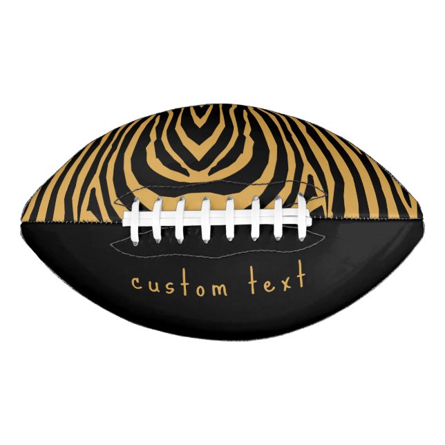 BALÓN DE FÚTBOL AMERICANO RETRO BOLD WILD ANIMAL STRIPED IMPRESIÓN ORO NEGRO (Anverso)