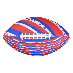Balón De Fútbol Americano Rojo Círculos Azules Blancos Tiras Fútbol