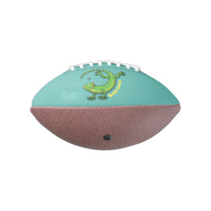 Balón De Fútbol Americano Saludos felices de gecko verde lindo con personali
