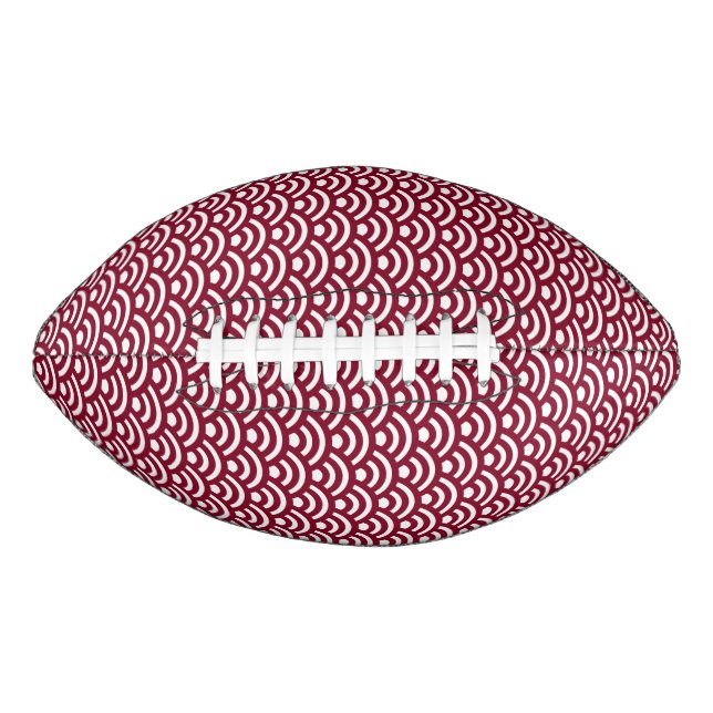 Balón De Fútbol Americano Seigaiha, Waves, Japanese, Burgundy and White (Anverso)