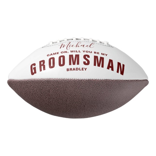 Balón De Fútbol Americano ¿Serás mi nombre personalizado Boda GROOMSMAN? (Girado 270)