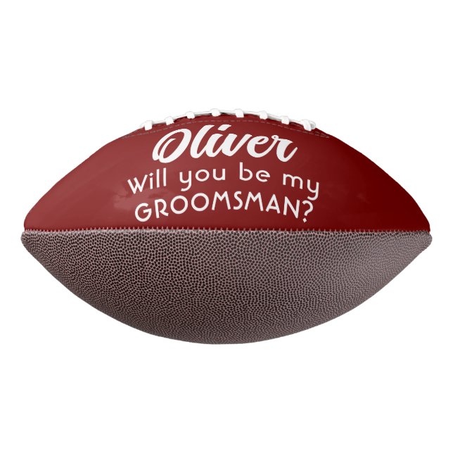 Balón De Fútbol Americano ¿Serás mi nombre personalizado Groomsman? (Girado 270)