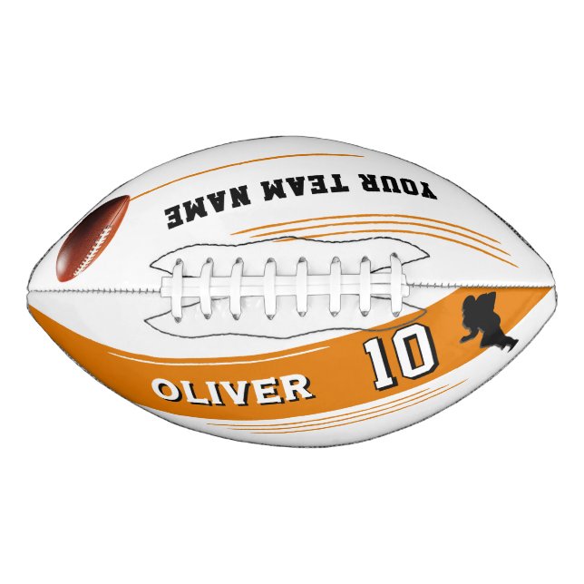 Balón De Fútbol Americano Silueta de número de nombre de equipo del jugador  (Anverso)