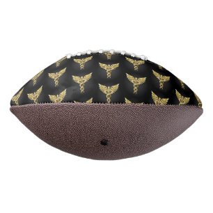 Balón De Fútbol Americano Símbolo Caduceo Poligonal Dorado