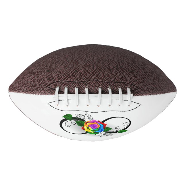 Balón De Fútbol Americano Símbolo infinito con Rosa arcoiris (Anverso)