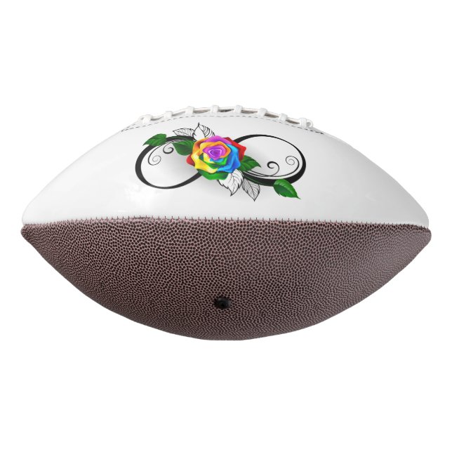 Balón De Fútbol Americano Símbolo infinito con Rosa arcoiris (Girado 270)