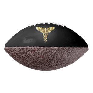 Balón De Fútbol Americano Símbolo poligonal de oro Caduceus