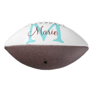 Balón De Fútbol Americano simple minimal añadir nombre monograma rosa rojo