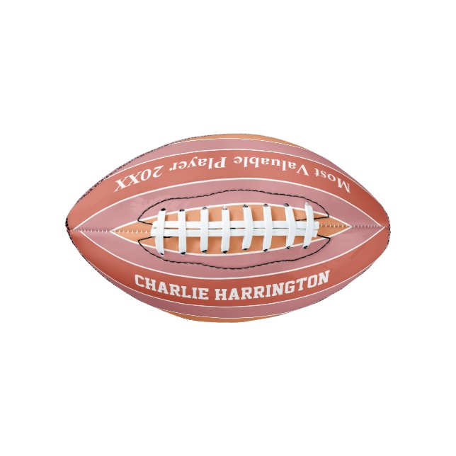 Balón De Fútbol Americano Stripes Pattern custom name & text football (Anverso)
