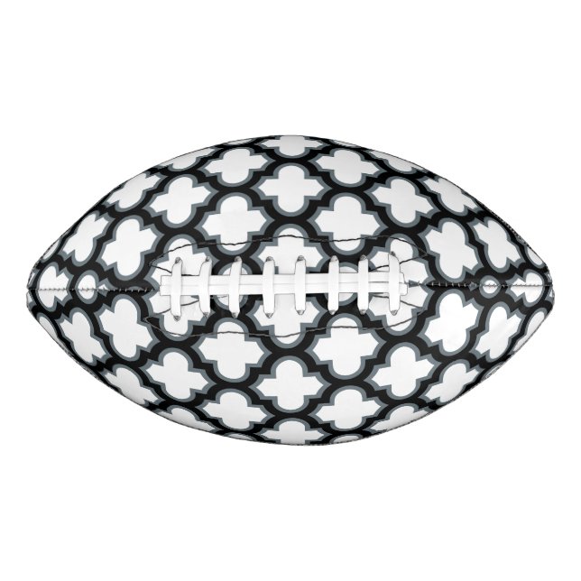 Balón De Fútbol Americano Trébol blanco y negro, Entramado, Quatrefoil (Anverso)