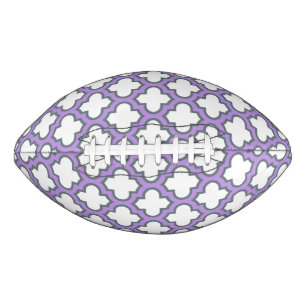 Balón De Fútbol Americano Trellis blanca y púrpura, Entramado, Quatrefoil