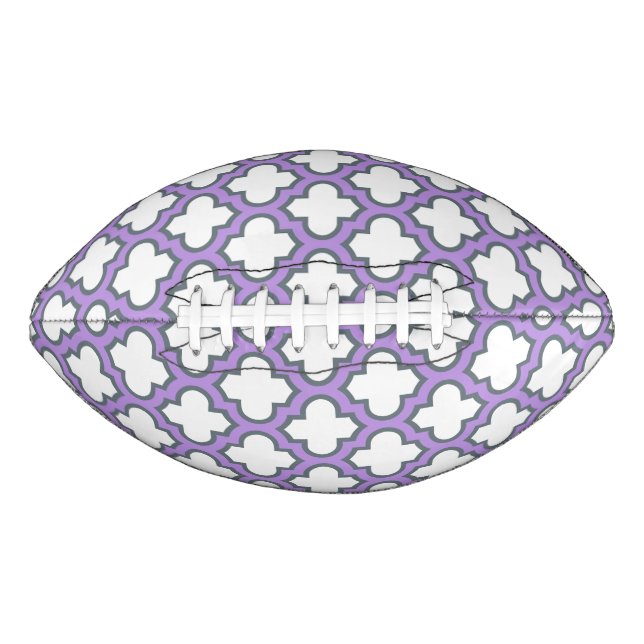 Balón De Fútbol Americano Trellis blanca y púrpura, Entramado, Quatrefoil (Anverso)